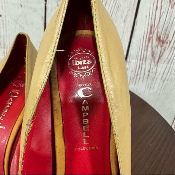 JEFFREY CAMPBELL Elegant calf leather Peep-Toe Heels - Tan and Red 7.5 GUC - Picture 4 of 15